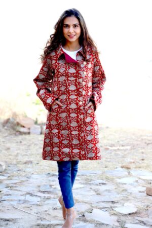 Bagru Handprinted Long Jacket - Image 2