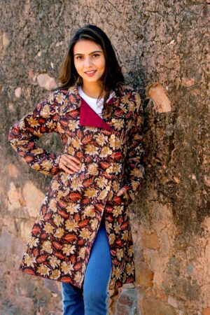 Bagru Handprinted Long Jacket - Image 6