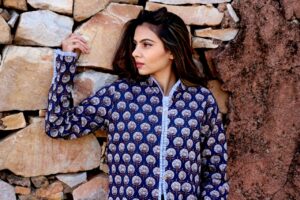 Bagru Handprinted Long Jacket - Image 18