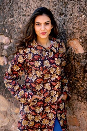 Bagru Handprinted Long Jacket - Image 25