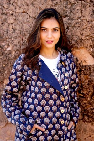 Bagru Handprinted Long Jacket - Image 5