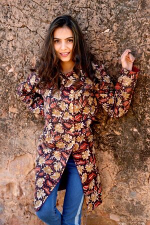 Bagru Handprinted Long Jacket - Image 4