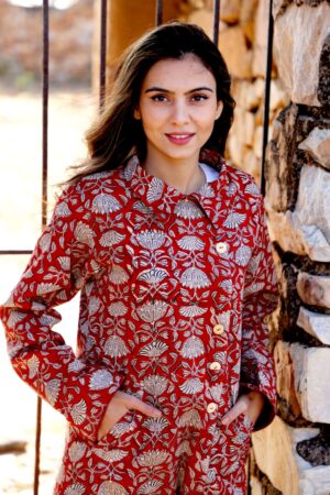 Bagru Handprinted Long Jacket - Image 15