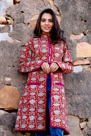 Bagru Handprinted Long Jacket - Image 19