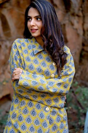 Bagru Handprinted Long Jacket - Image 26