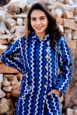 Bagru Handprinted Long Jacket - Image 10