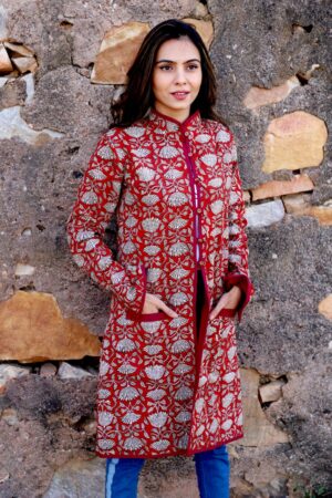 Bagru Handprinted Long Jacket - Image 20