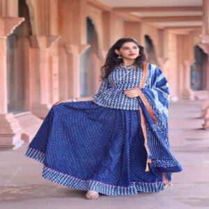 Cotton Long Skirt with Blouse - Image 4