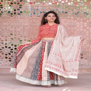 Cotton Long Skirt with Blouse - Image 12
