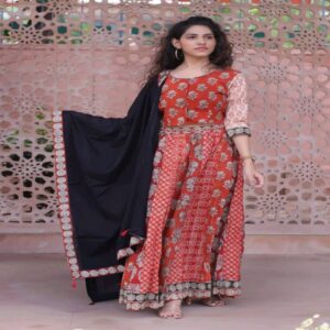 Cotton Long Skirt with Blouse - Image 31