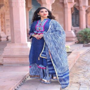 Cotton Long Skirt with Blouse - Image 41