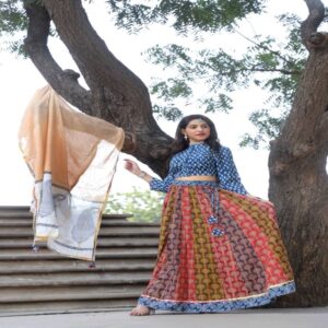 Cotton Long Skirt with Blouse - Image 43