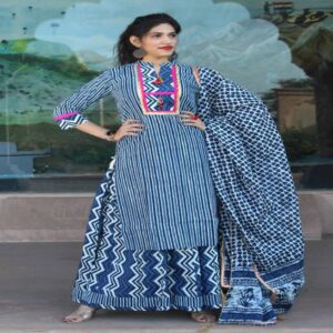 Cotton Long Skirt with Blouse - Image 49