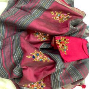 Pure Linen Saree - Image 10