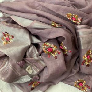 Pure Linen Saree - Image 15