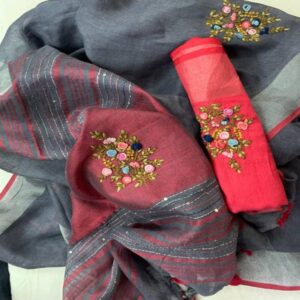 Pure Linen Saree - Image 17