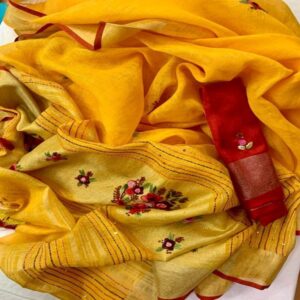 Pure Linen Saree - Image 4