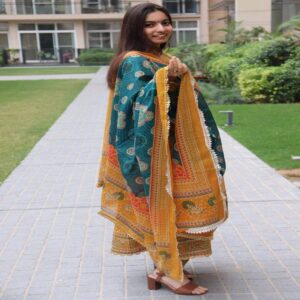 Elegant Pure Cotton Kurta+Pant+Dupatta set - Image 5