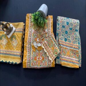 Elegant Pure Cotton Kurta+Pant+Dupatta set - Image 6