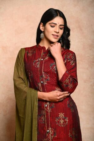 Muslin Kurta Pant Dupatta Set