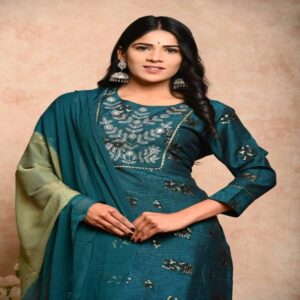 Muslin Kurta Pant Dupatta Set - Image 37