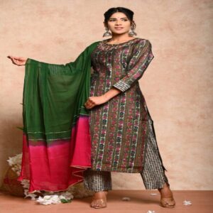 Muslin Kurta Pant Dupatta Set - Image 49
