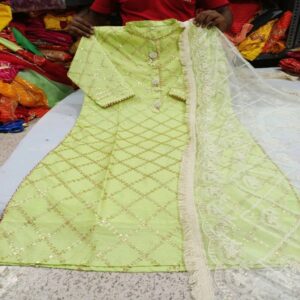 Chanderi Kurti paired with Organza Dupatta - Image 4