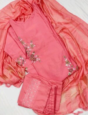 Art Silk Kurti Pant Dupatta set