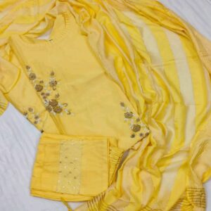 Art Silk Kurti Pant Dupatta set - Image 4