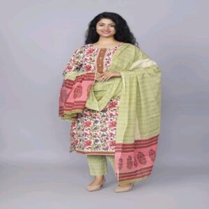 Handblock Kurti Pant Dupatta set - Image 2