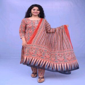 Handblock Kurti Pant Dupatta set - Image 5