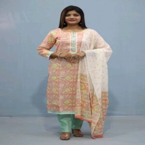 Handblock Kurti Pant Dupatta set - Image 9