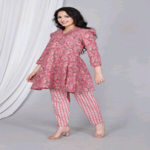 Peplum Short Kurti Pant Set - Image 2