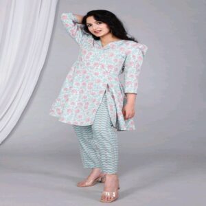 Peplum Short Kurti Pant Set - Image 3