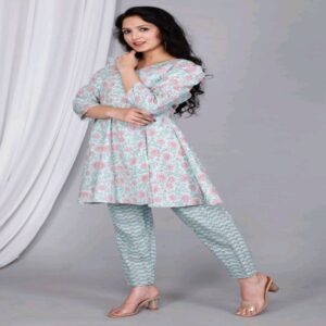 Peplum Short Kurti Pant Set - Image 25