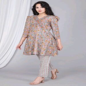 Peplum Short Kurti Pant Set - Image 29