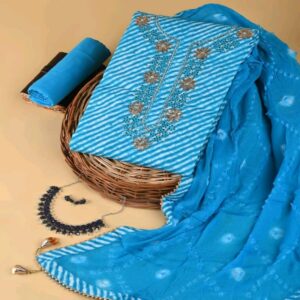 Cotton dress material with chiffon dupatta - Image 4