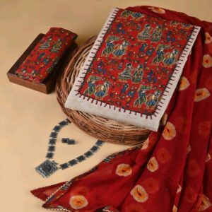 Cotton dress material with chiffon dupatta - Image 6