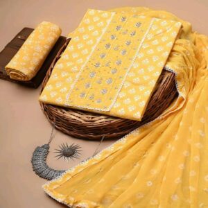 Cotton dress material with chiffon dupatta - Image 7
