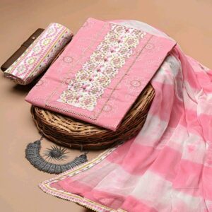 Cotton dress material with chiffon dupatta - Image 8