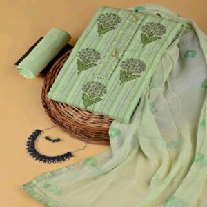 Cotton dress material with chiffon dupatta - Image 13