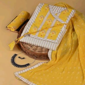 Cotton dress material with chiffon dupatta - Image 14