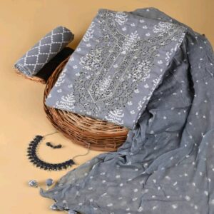 Cotton dress material with chiffon dupatta - Image 15