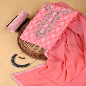 Cotton dress material with chiffon dupatta - Image 16