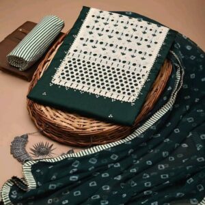 Cotton dress material with chiffon dupatta - Image 19
