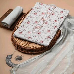 Cotton dress material with chiffon dupatta - Image 21
