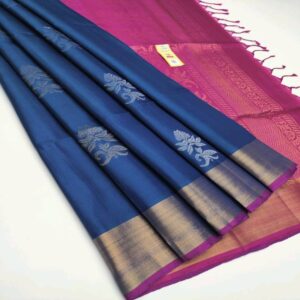 Silk Saree with Tissue Border - Image 15