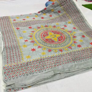 Tussar Silk Saree with Kantha work - Image 4
