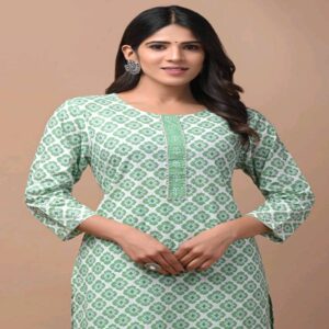 Hand Blocked Kurti Pant Set - Image 3