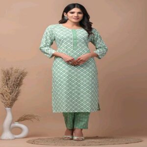 Hand Blocked Kurti Pant Set - Image 6